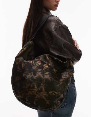 Rains - 13120 Valera - Wasserdichte, große Schultertasche in Braun mit schlammigem Muster-Print-Brown