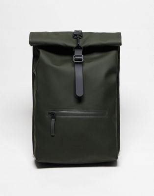 Rains 13320 unisex waterproof roll top backpack in green