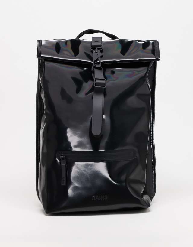 Rains - 13320 waterproof rolltop backpack in shiny black