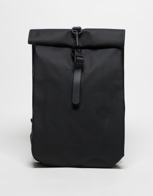 Rains Rains 13330 unisex waterproof mini roll top backpack in black