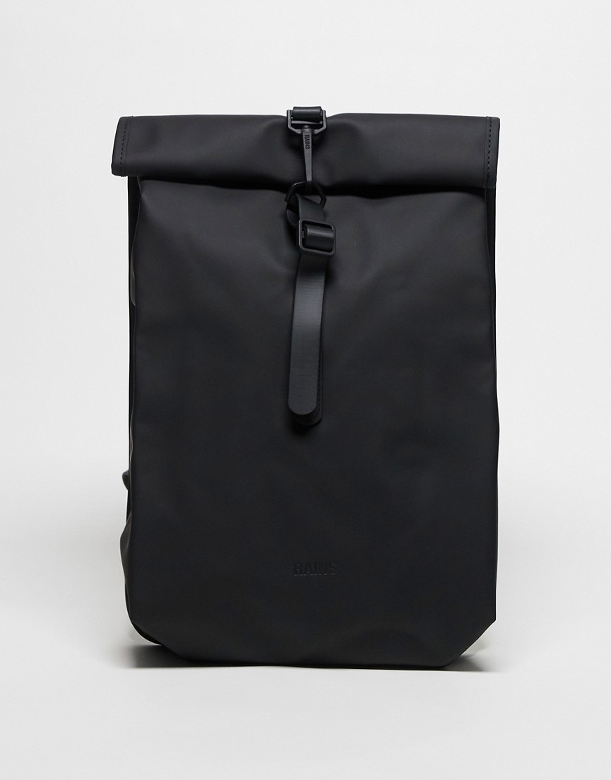 Rains 13330 unisex waterproof mini roll top backpack in black