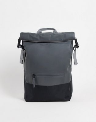 Rains 1372 buckle rolltop backpack in slate grey