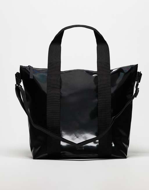 Rains - 14160 - Waterbestendige mini tote tas in glanzend zwart