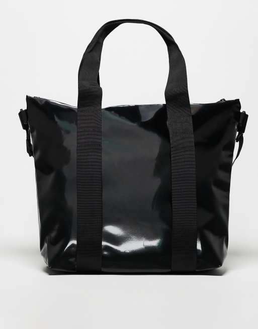 Rains - 14160 - Waterbestendige mini tote tas in glanzend zwart, 3 van 3