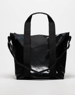Rains 14160 Waterproof Mini Tote Bag In Shiny Black