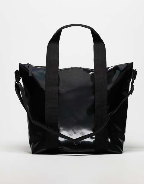 Rains 14160 waterproof mini tote bag in shiny black - view 1