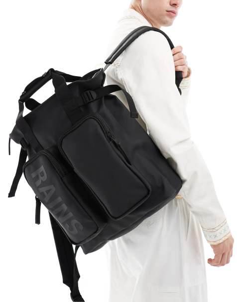 Rains 14240 Texel waterproof tote backpack in black - view 1