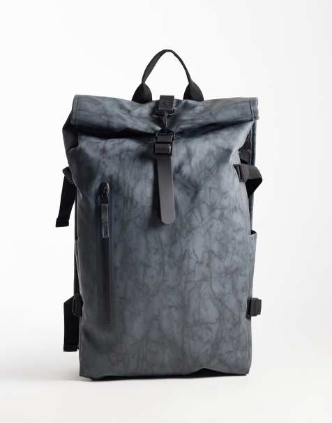 Rains 14590 Rolltop wasserfester bedruckter großer Rucksack in Grau - view 1