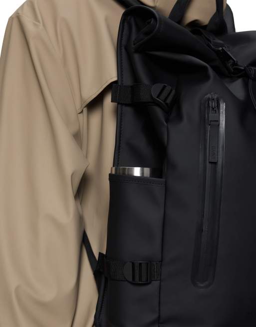 Rains 14590 zaino grande rolltop impermeabile nero, 6 di 7