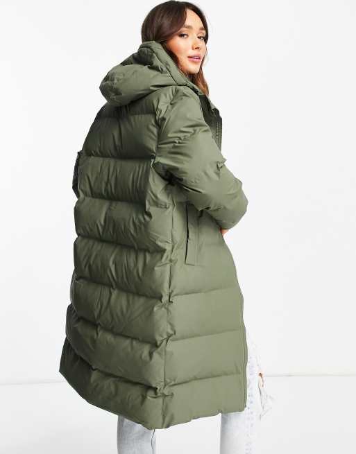 Rains long puffer jacket hot sale green