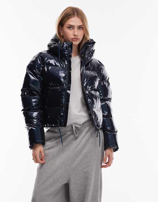 Rains - 15150 Alta - Piumino taglio corto impermeabile blu navy lucido