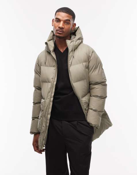 Rains 15210 Alta longline puffer jacket in pale green - view 1