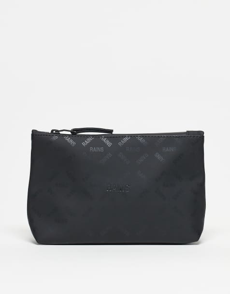 Rains 15600 waterproof cosmetic bag with tonal logo in black - view 1
