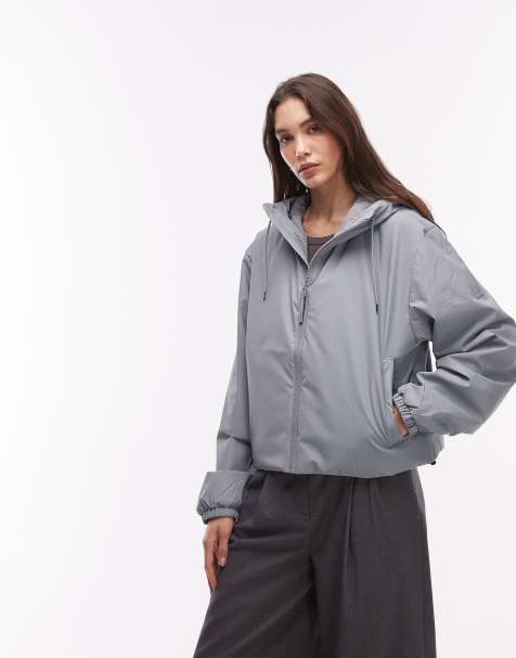 Rains 15780 Lohja waterproof insulated short hooded jacket in light blue - view 1