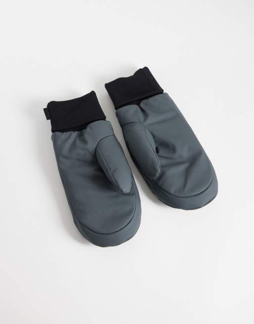 Rains 16070 Alta waterproof fleece lined puffer ski gloves in dark grey, 3 of 3