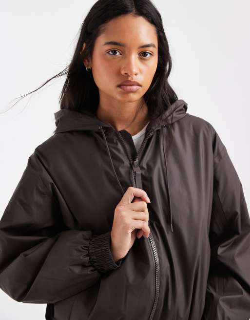 Rains 17290 Lohja bomber à capuche imperméable et isolé marron, 4 de 4