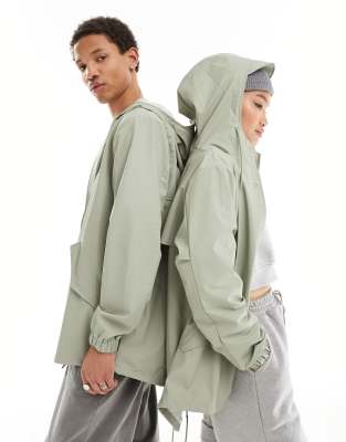 Rains 18010 Unisex Waterproof Fishtail Jacket In Sage Green