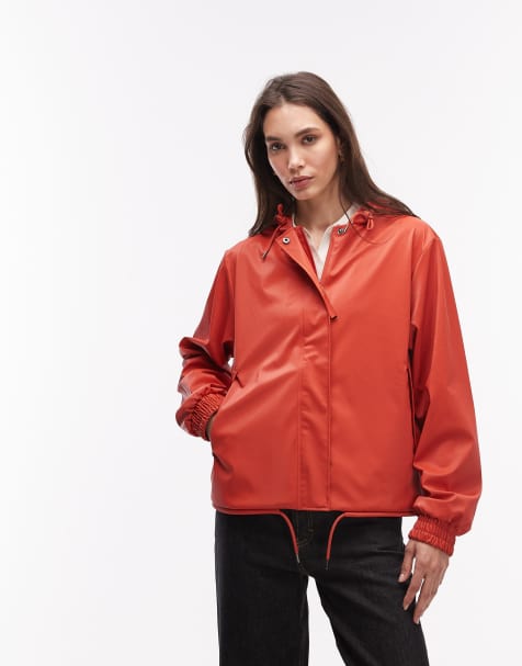 Rains 18040 String waterproof hooded jacket in red - view 1