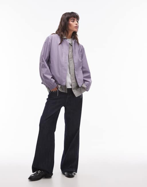 Rains 18040 waterproof drawcord jacket in dusty purple exclusive to asos, 2 of 4