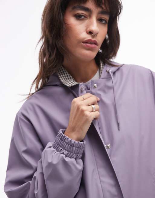 Rains 18040 waterproof drawcord jacket in dusty purple exclusive to ASOS