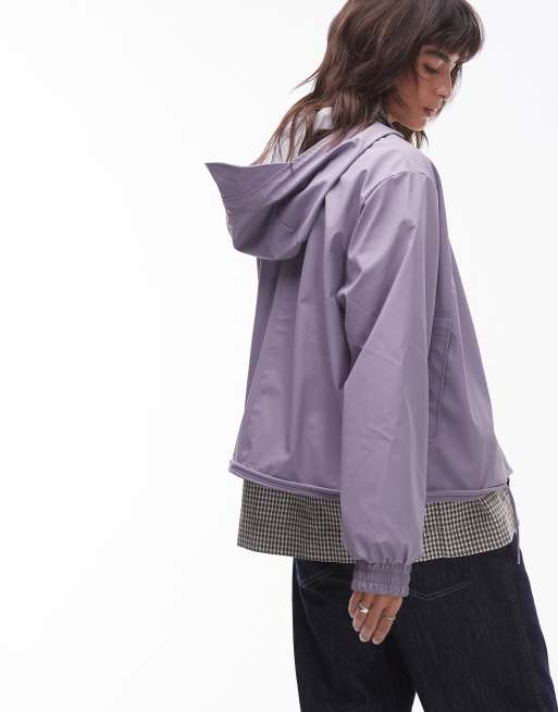 Rains 18040 waterproof drawcord jacket in dusty purple exclusive to asos, 4 of 4