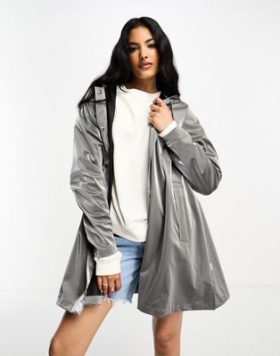 Rains 18050 A-line jacket in metallic grey
