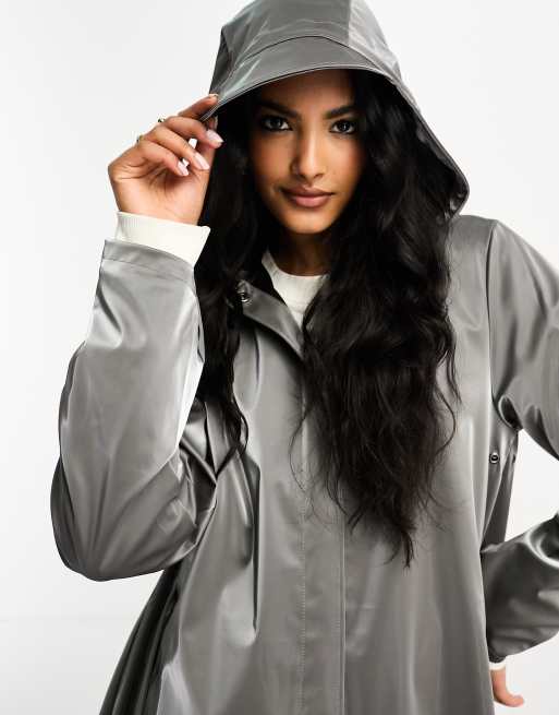 Rains 18050 A line jacket in metallic grey