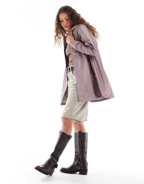 Rains 18050 A-Line waterproof jacket in metallic pink - view 1