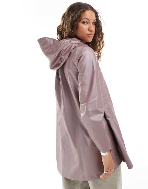 Rains 18050 A Line waterproof jacket in metallic pink ASOS