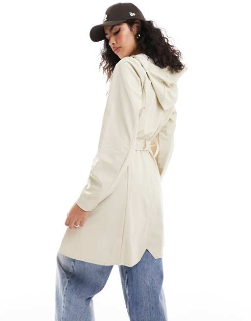 Rains 18130 waterproof belted jacket in sand dune ASOS