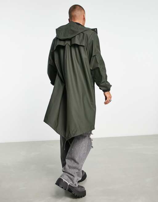 Rains 18140 unisex waterproof fishtail parka in green