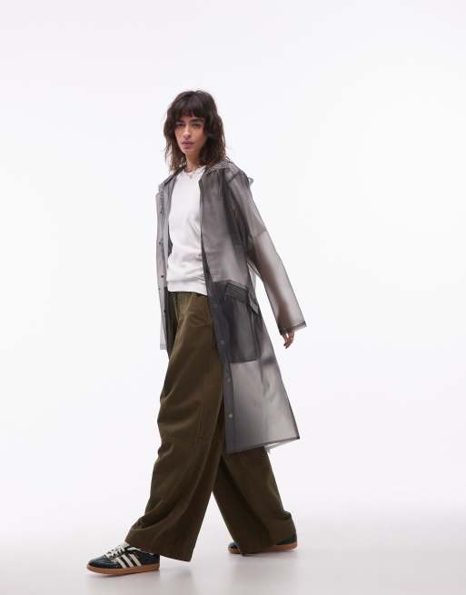 Rains - 18360 - Giacca impermeabile taglio lungo nera semitrasparente