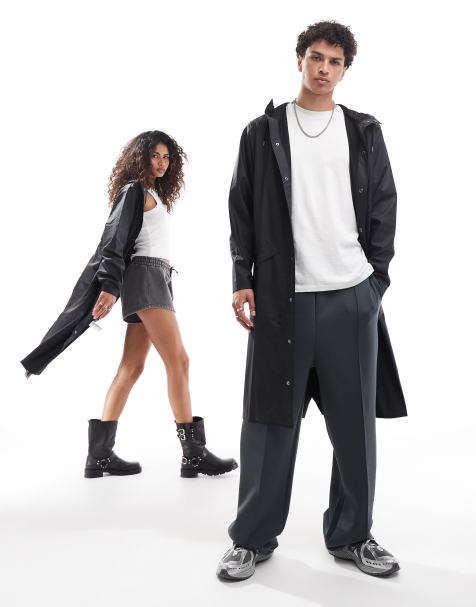 Rains - 18360 - Giacca impermeabile unisex taglio lungo nera - view 1