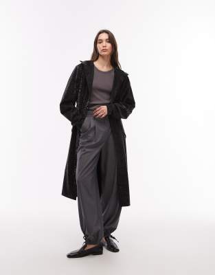 Rains - 18360 - Wasserdichte, bedruckte lange Jacke in Schwarz