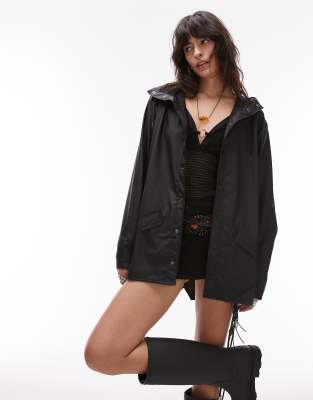 Rains - 18360 - Wasserdichte lange Jacke aus leicht transparentem Schwarz