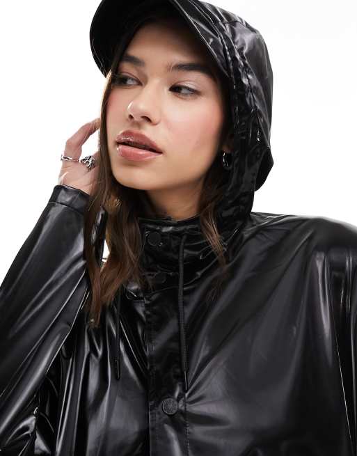 Rains 18360 waterproof longer jacket in shiny black exclusive to ASOS ASOS