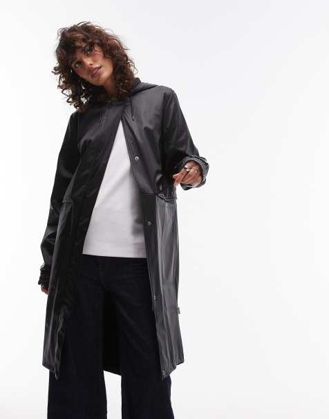 Rains 18550 - Waterdichte parka met trekkoord in zwart - view 1