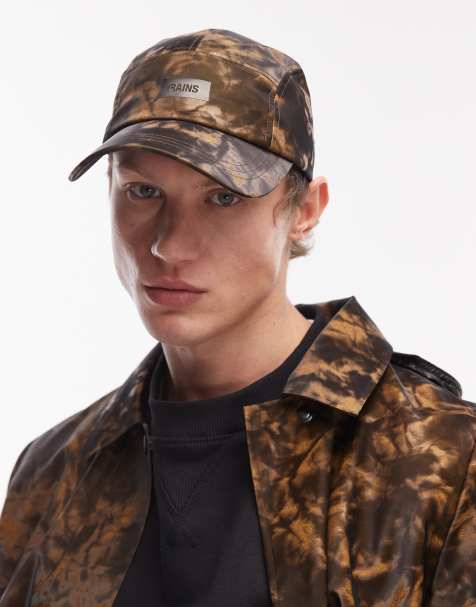 Rains 20330 waterproof panel logo cap in abstract muddy print - view 1