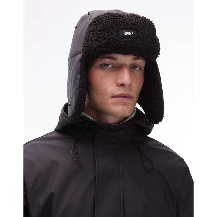 Rains 20660 fleece trapper hat in black | ASOS