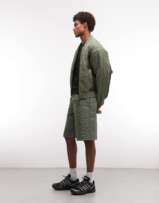 Rains 20930 Koya co-ord water repellent quilted tonal bomber jacket in green, 2 of 5
