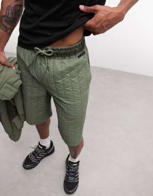 Rains 20950 Koya Co-ord Water Repellent Quilted Tonal Shorts In Green