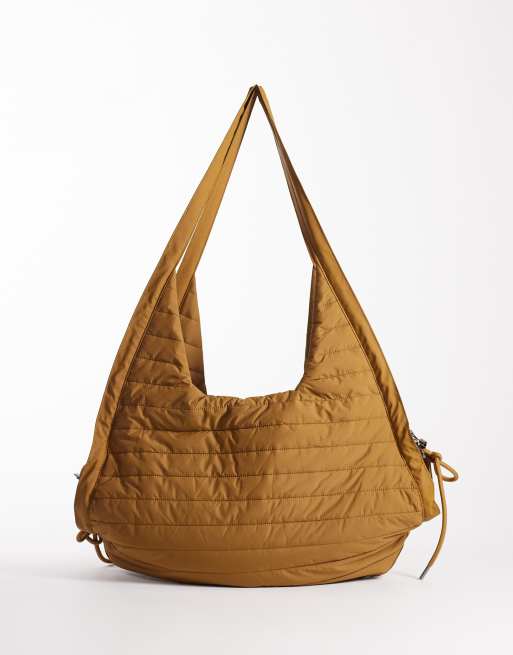 Rains 21000 Koya water repellent quilted cross body shoulder bag in brown, 4 of 4