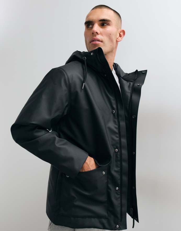 Rains 21450 Nome - Parka negra aislante, plana, impermeable y acolchada
