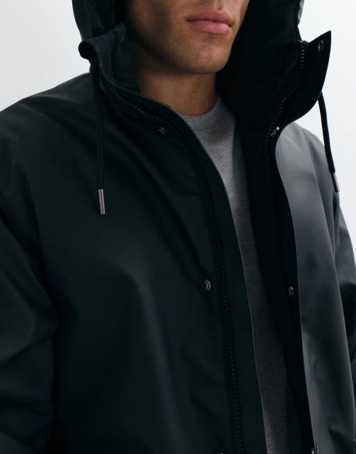 Rains 21450 Nome waterproof flat padded insulated parka jacket in black, 2 of 5