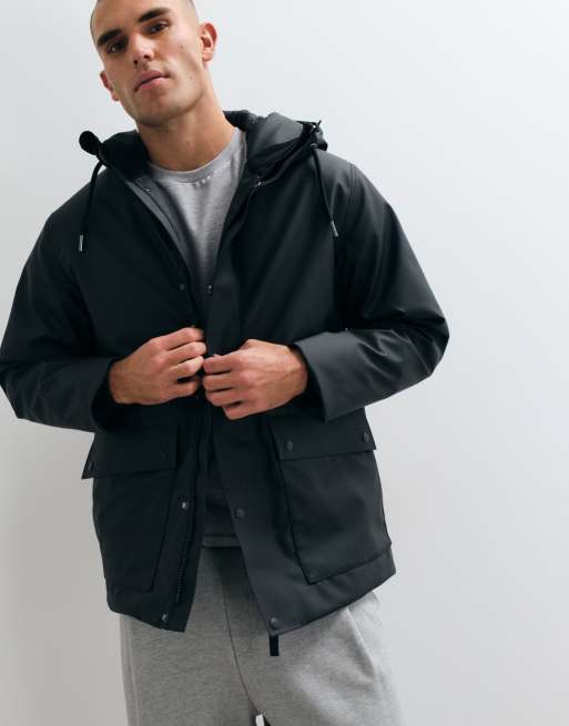 Rains 21450 Nome waterproof flat padded insulated parka jacket in black, 3 of 5