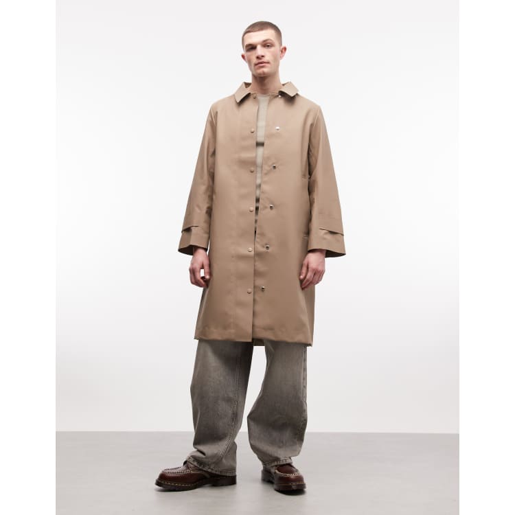 Rains 21520 Nara long waterproof tailored trench jacket in beige