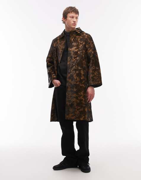 Rains - 21520 - Nara - Unisex lange waterbestendig getailleerde trenchcoat in modderbruin met print - view 1