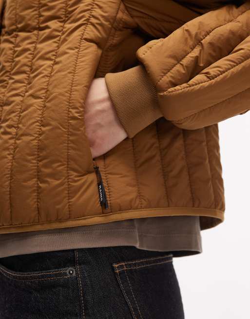 Rains 21760 Banja water repellent quilted liner bomber jacket in golden brown, 2 of 4