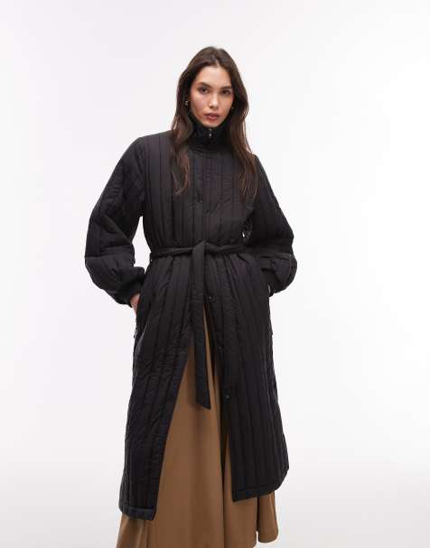 Rains - 21870 Banja - Cappotto trapuntato idrorepellente nero con cintura - view 1