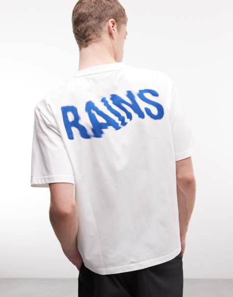 Rains 41000 relaxed fit ripple logo t-shirt with back print in white